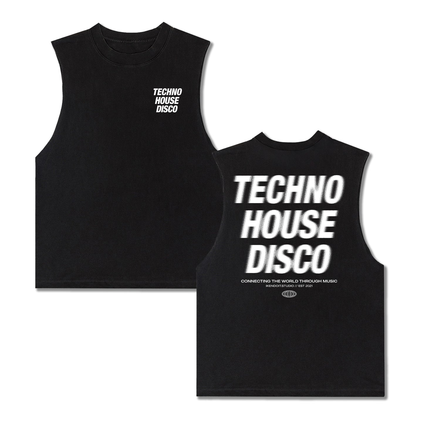 Techno x House x Disco Sleeveless Tee / Black Edge - IKendoit.Shop