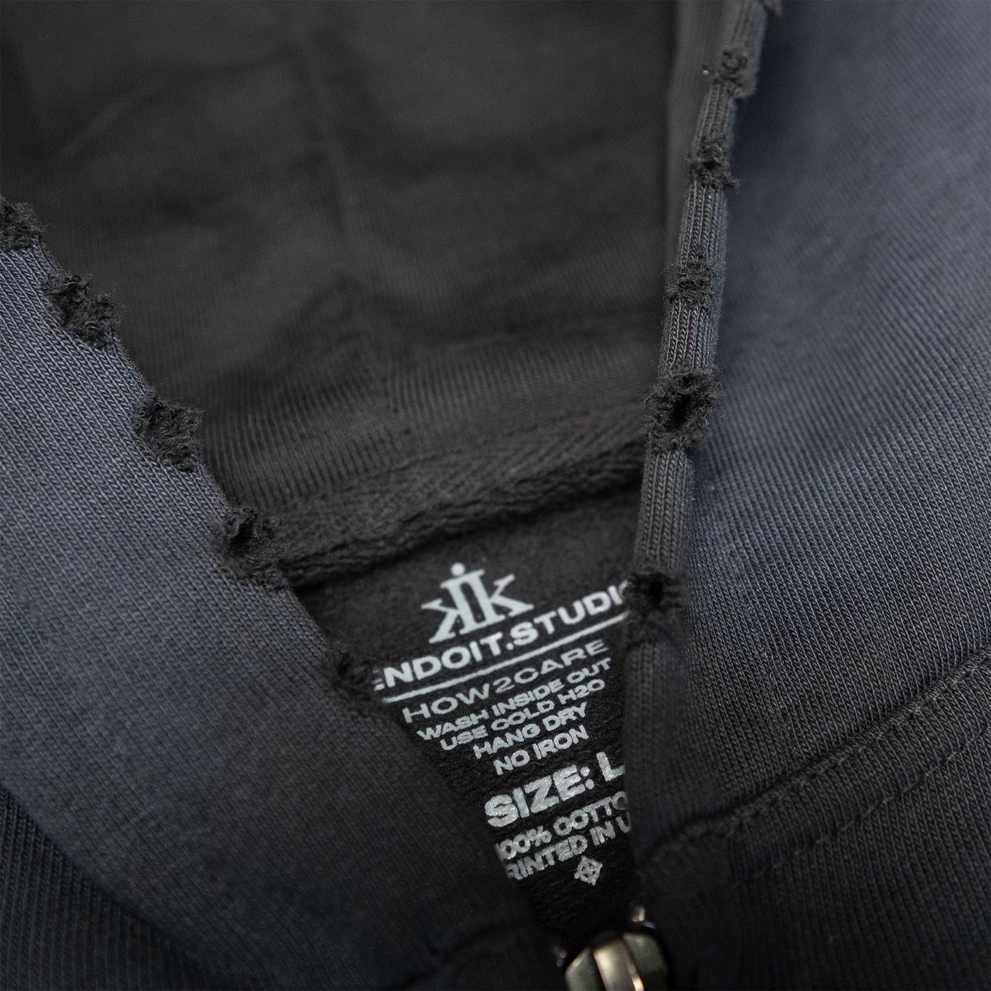 VI§IØN Distressed Zip Hoodie