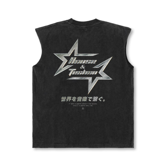 Chrome Star Sleeveless Tee / Vintage Black - IKendoit.Shop
