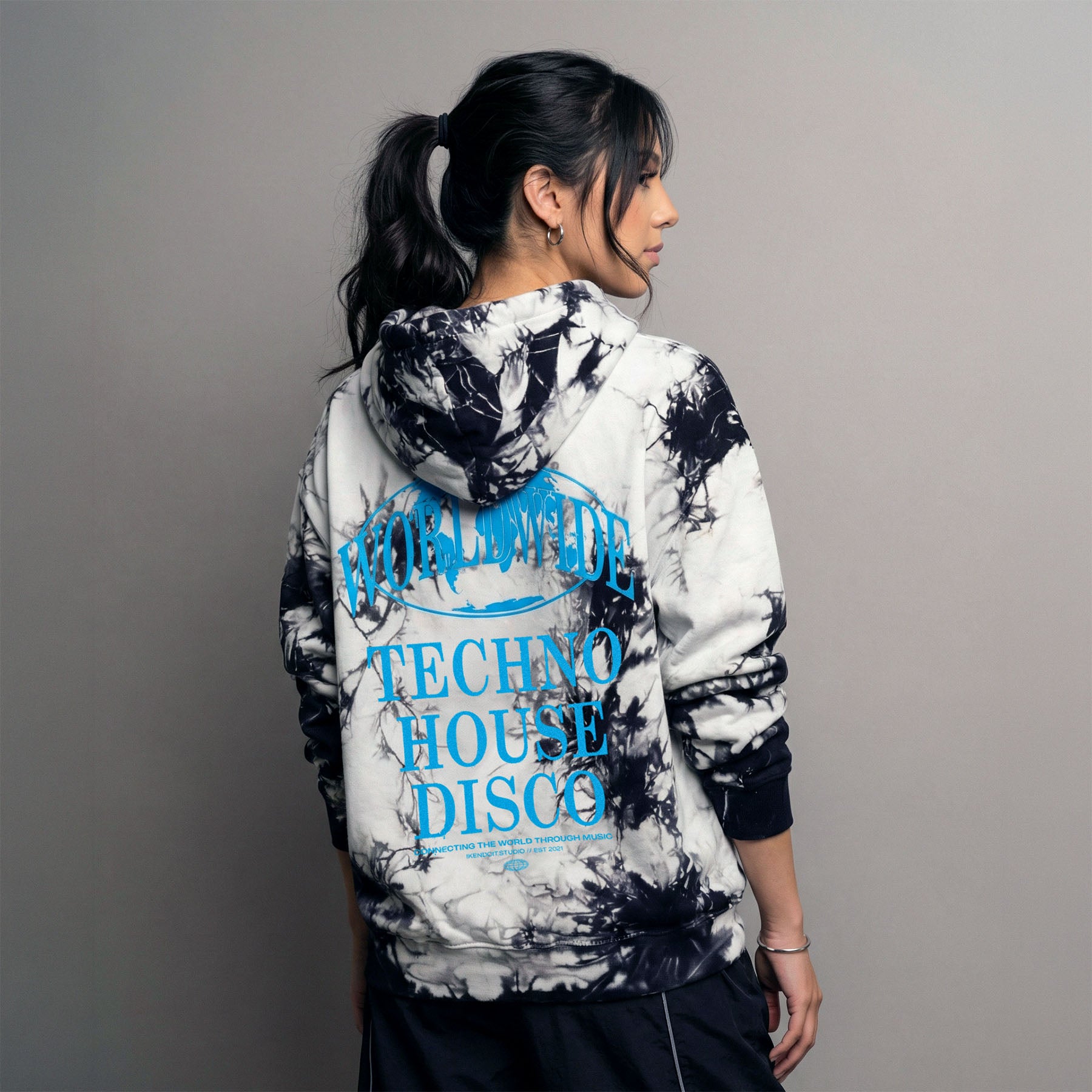 WORLDWIDE Techno x House x Disco Hoodie / Crystal Dye - IKendoit.Shop