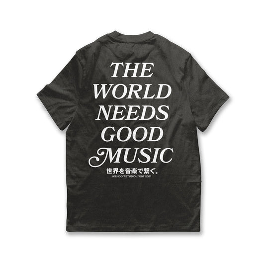 The World Needs Good Music Tee / Vintage Black
