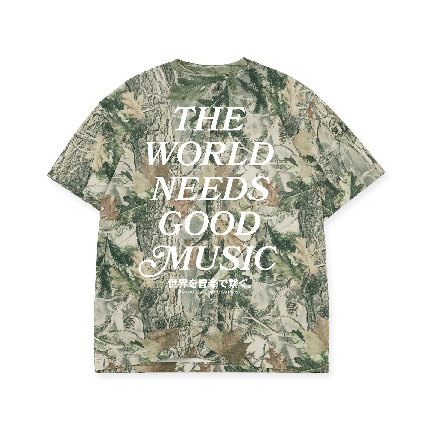 The World Needs Good Music Tee / Wood Camo