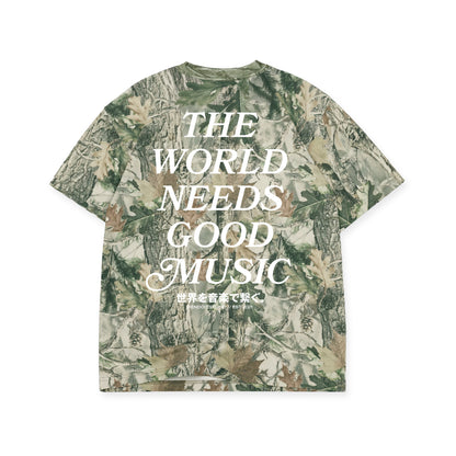 The World Needs Good Music Tee / Wood Camo