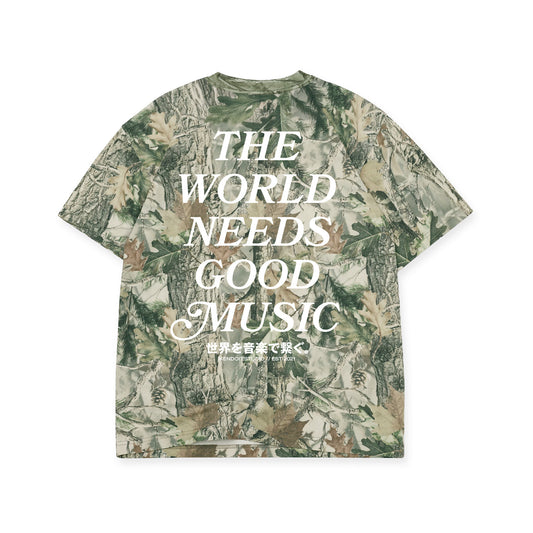 The World Needs Good Music Tee / Wood Camo