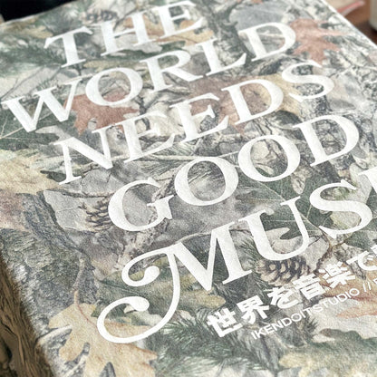 The World Needs Good Music Tee / Wood Camo