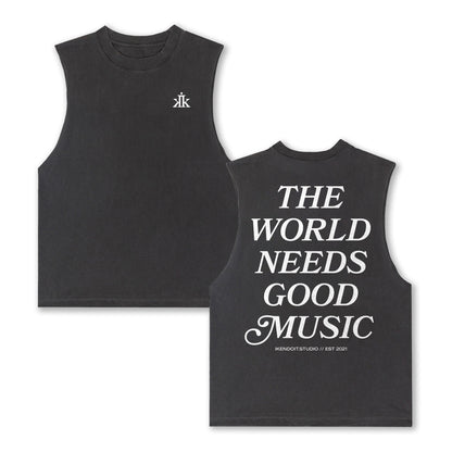 The World Needs Good Music Sleeveless Tee / Vintage Black