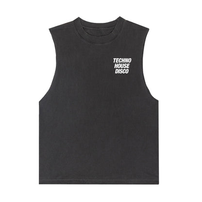 Techno x House x Disco Tee Sleeveless Tee / Vintage Black - IKendoit.Shop