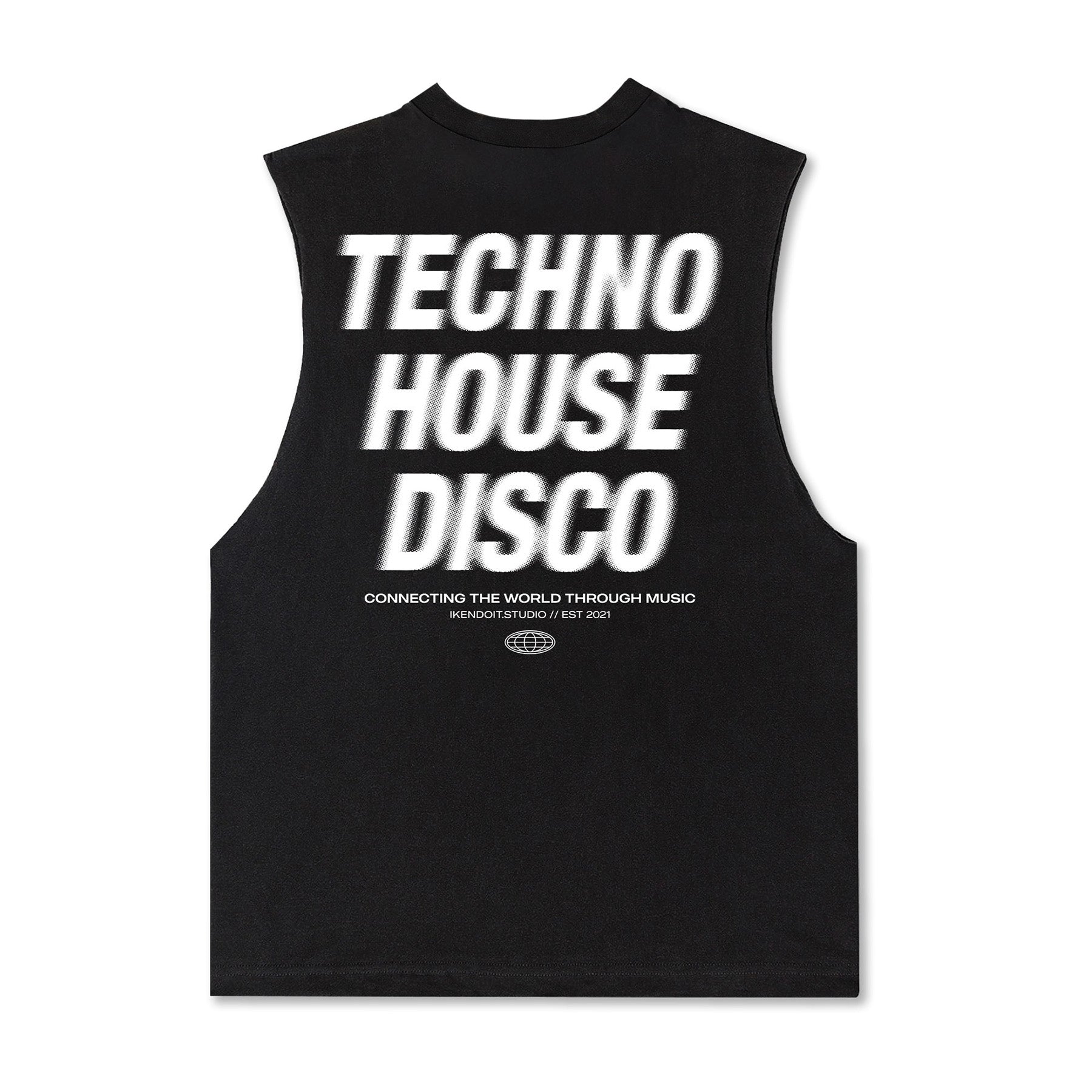 Techno x House x Disco Sleeveless Tee / Vintage Black