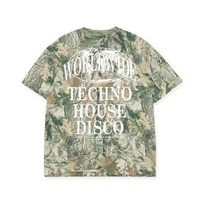 Worldwide Techno x House x Disco Tee / Wood Camo