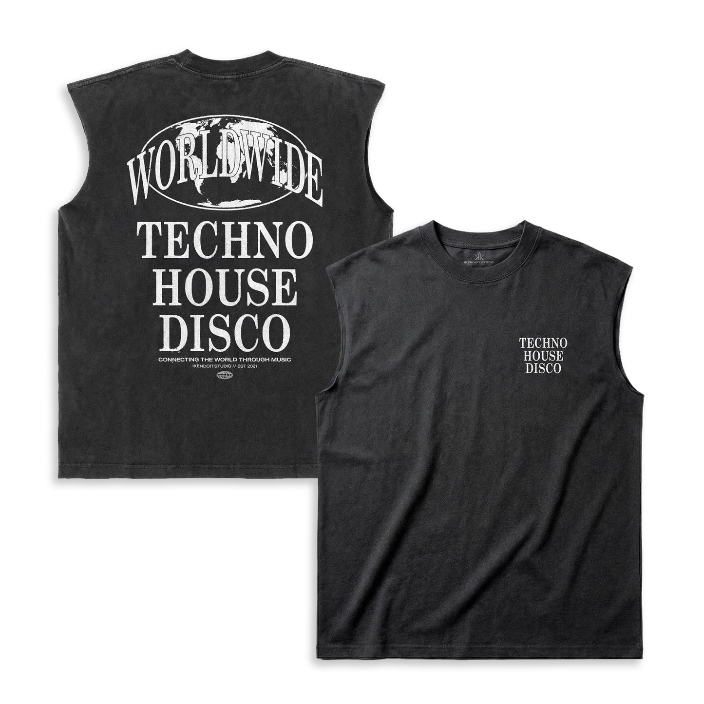 WORLDWIDE Techno x House x Disco Sleeveless Tee