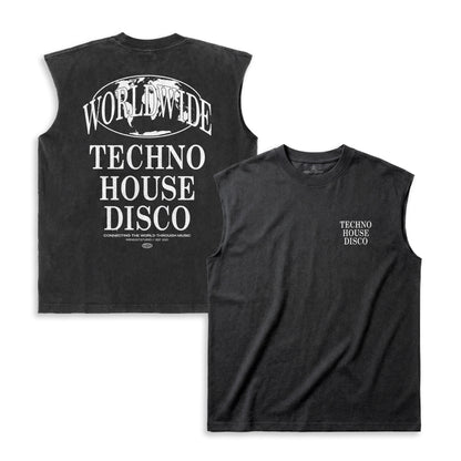 WORLDWIDE Techno x House x Disco Sleeveless Tee