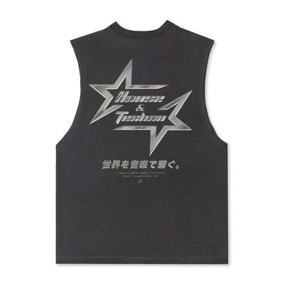 Chrome Star Sleeveless Tee / Vintage Black - IKendoit.Shop