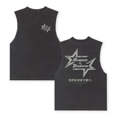 Chrome Star Sleeveless Tee / Vintage Black - IKendoit.Shop