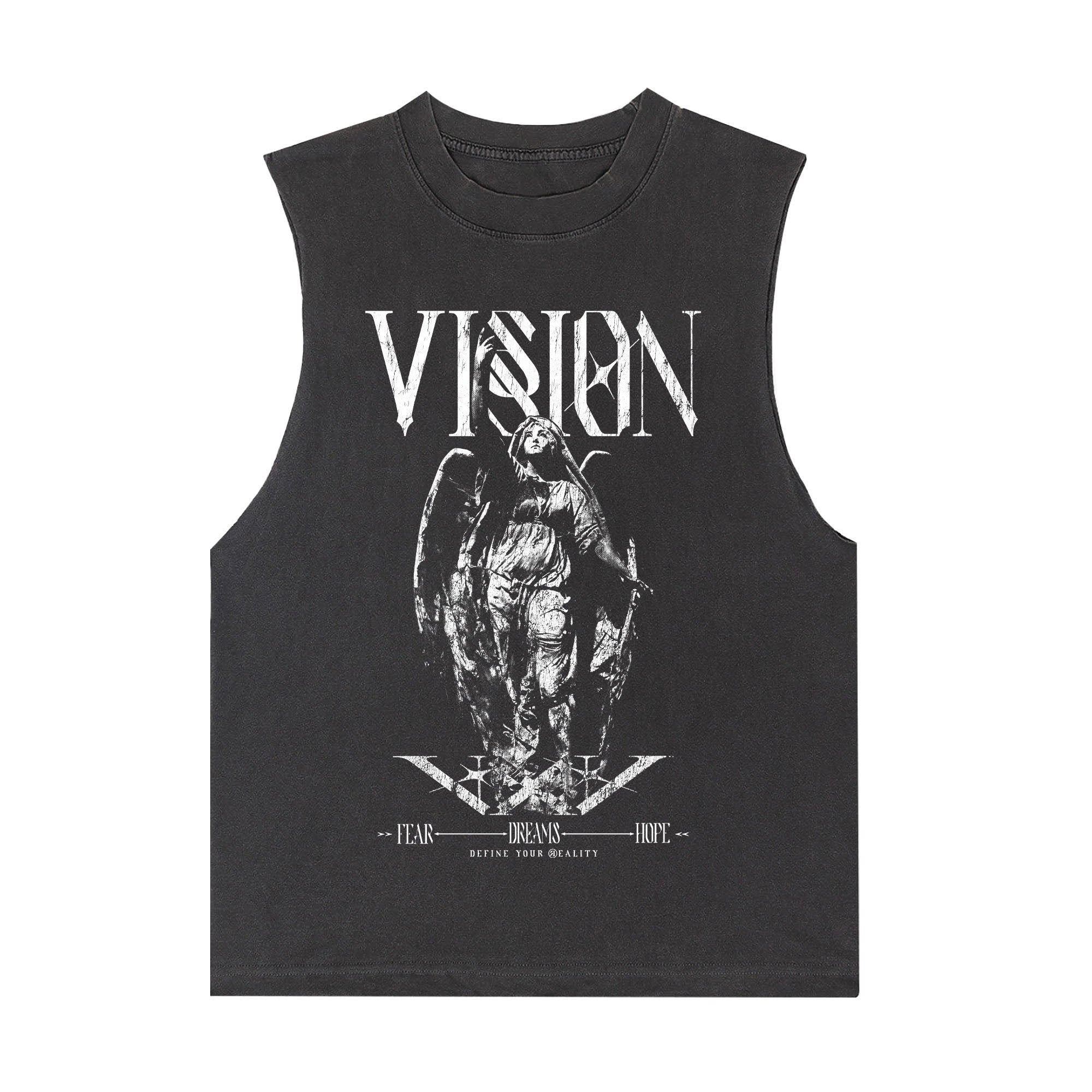 DRY SLEEVELESS T-SHIRTS　BLACK　シャルボン Sleeveless T-shirt Washed Black – BLACKTAILOR