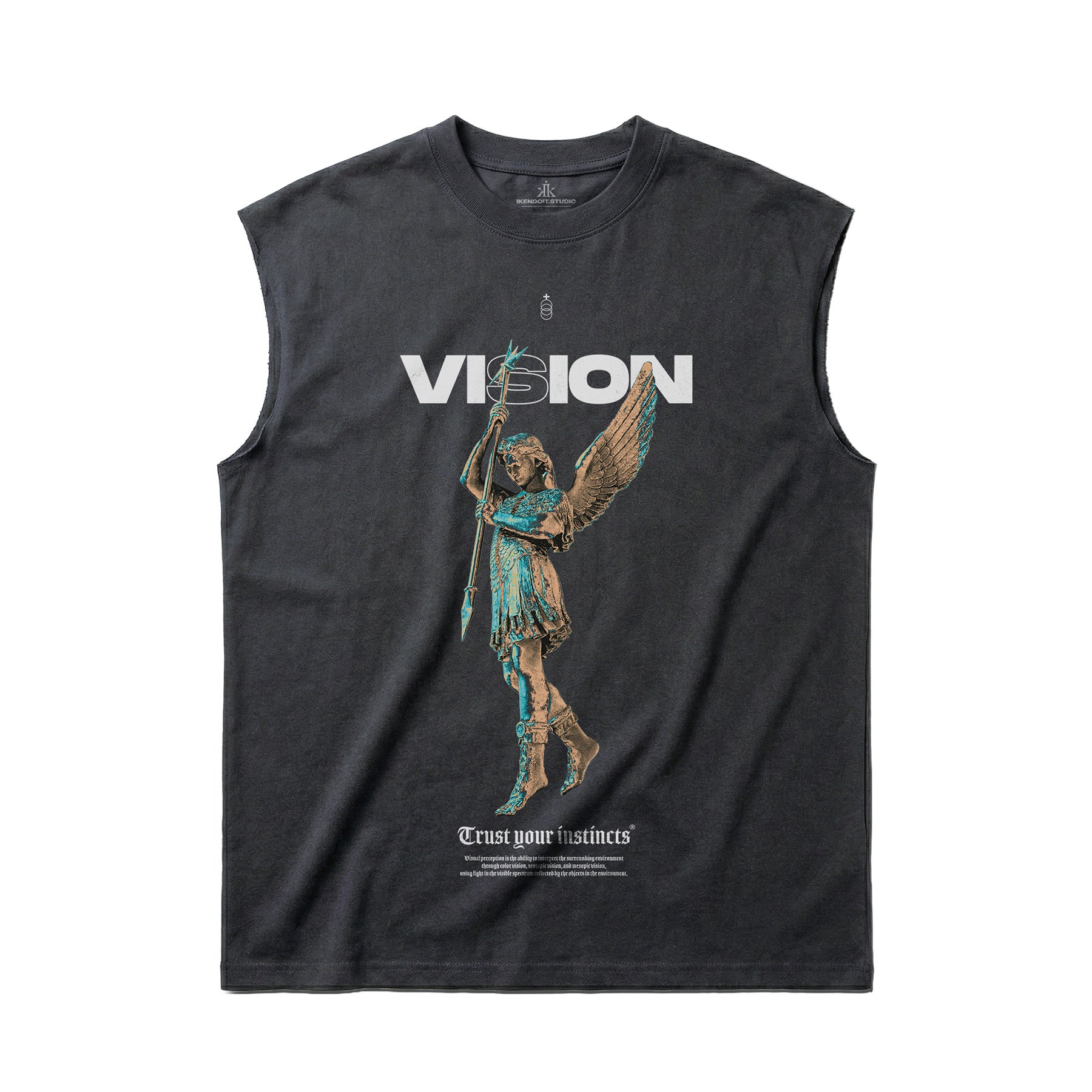 Fragmented Statue [Vision] Sleeveless Tee / Vintage Black - IKendoit.Shop