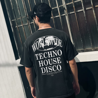 Worldwide Techno x House x Disco Tee / Vintage Black