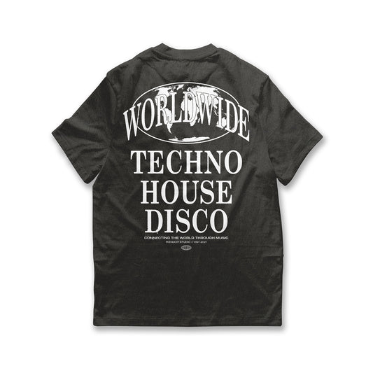 Worldwide Techno x House x Disco Tee / Vintage Black