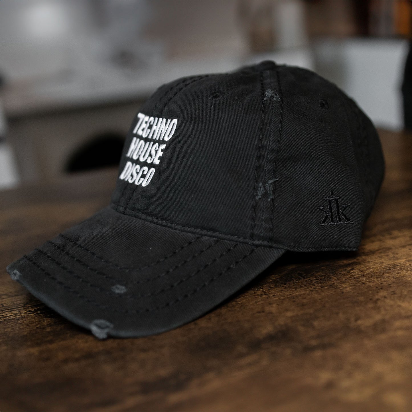 Techno x House x Disco Distressed Dad Hat / Black - IKendoit.Shop