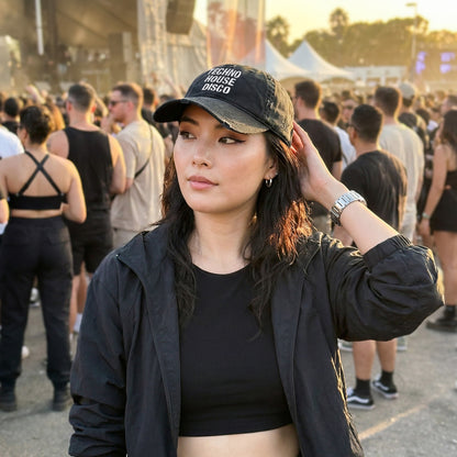 Techno x House x Disco Distressed Dad Hat / Black
