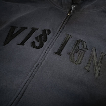 VI§IØN Distressed Zip Hoodie