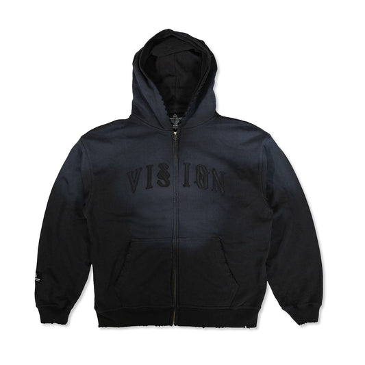 VI§IØN Distressed Zip Hoodie