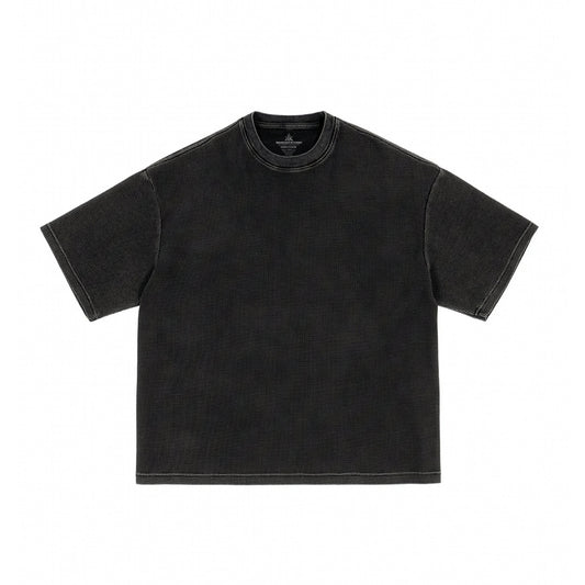 Boxy Waffle Tee / Washed Black